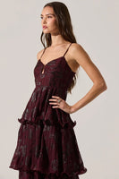 ASTR the Label Lupin Floral Pleated Maxi dress Style ACDR102562JC in Wine Floral Print; 