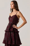 ASTR the Label Lupin Floral Pleated Maxi dress Style ACDR102562JC in Wine Floral Print; 