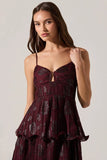 ASTR the Label Lupin Floral Pleated Maxi dress Style ACDR102562JC in Wine Floral Print; 