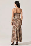 ASTR the Label Maeryn Sweetheart Ruffle Maxi Dress Style ACDR102988 in Taupe Brown Leopard; Animal Print Ruffle Sweetheart Neck Line Fall Dress