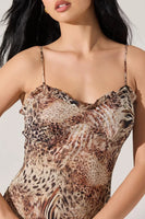 ASTR the Label Maeryn Sweetheart Ruffle Maxi Dress Style ACDR102988 in Taupe Brown Leopard; Animal Print Ruffle Sweetheart Neck Line Fall Dress