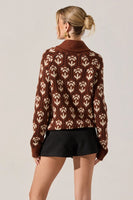 ASTR the Label Marcenia Shawl Collar Cardigan Style ACT19009 in Brown Floral; Fall Cardigan; Floral Fall Cardigan; Shawl Collar Cardigan; 
