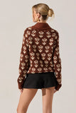ASTR the Label Marcenia Shawl Collar Cardigan Style ACT19009 in Brown Floral; Fall Cardigan; Floral Fall Cardigan; Shawl Collar Cardigan; 