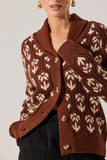 ASTR the Label Marcenia Shawl Collar Cardigan Style ACT19009 in Brown Floral; Fall Cardigan; Floral Fall Cardigan; Shawl Collar Cardigan; 