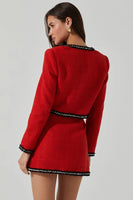 ASTR the Label Milena Jacket Style ACT17957TA in Red and in Black; Boxy Tweed Blazer Jacket;  Office Holiday Party style