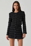 ASTR the Label Milena Jacket Style ACT17957TA in Black; Boxy Tweed Blazer Jacket;  Office Chic Style