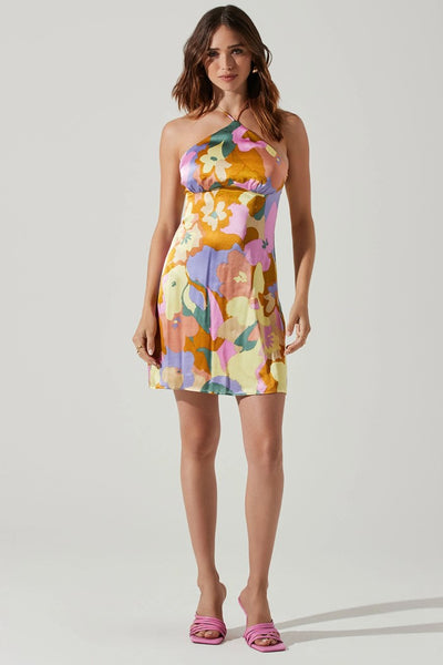 ASTR the Label Minda Dress Style ACDR101727 in Lime Rust Floral;Floral Summer Mini Dress;Floral Mini Dress;ASTR Floral Mini Dress; 