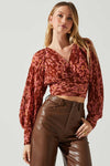 ASTR the Label PERNILLA PLEATED FLORAL PUFF SLEEVE TOP Style ACT17858C in Rust Floral; 