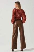 ASTR the Label PERNILLA PLEATED FLORAL PUFF SLEEVE TOP Style ACT17858C in Rust Floral; 