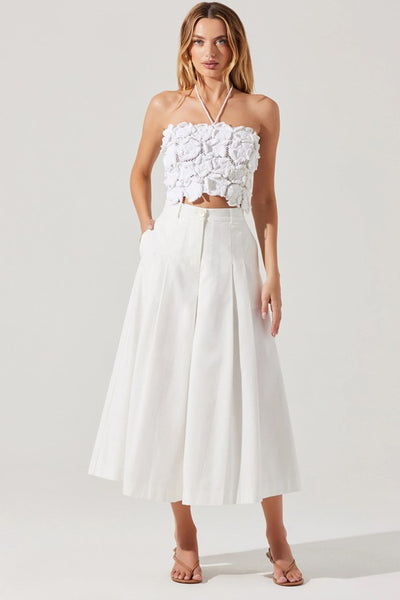 ASTR the Label Rowen Pleated Culotte Pants Style ACP7368 in White;Summer Culotte Pants; 