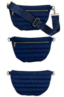 Ah-Dorned Bags Erin Quilted Puffy Sling in Navy;Sling Bag;Qulited Sling Bag;Ah-dorned Sling Bag; 