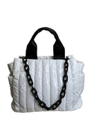Ah Dorned Rosie Quilted Tote With Resin Chain Strap in Black, In Neon Yellow and in White; 