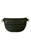 Ah Dorned Stacy Small Quilted Faux Leather Sling Bab in Black with Gold Hardware and in Dune with Gold Hardware; 