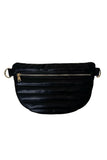 Ah Dorned Stacy Small Quilted Faux Leather Sling Bab in Black with Gold Hardware and in Dune with Gold Hardware; 