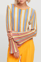 Aldo Martins Nules Top Style 8241 in Multi Stripe;Flare Sleeve Knit Top;Bfree International Edit; 