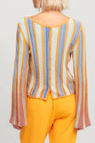 Aldo Martins Nules Top Style 8241 in Multi Stripe;Flare Sleeve Knit Top;Bfree International Edit; 