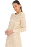 Allison New York Clothing BEADED MARIANA CARDIGAN Style  225J30026 in Sand; Beaded Sequin Cardigan