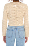 Allison New York Clothing BEADED MARIANA CARDIGAN Style  225J30026 in Sand; Beaded Sequin Cardigan