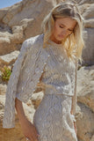 Allison New York Clothing BEADED MARIANA CARDIGAN Style  225J30026 in Sand; Beaded Sequin Cardigan