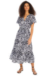 Allison Ny Clothing Elowen Midi Dress Style 125D226P116 in Black White Demask; Black and White Summer Dress