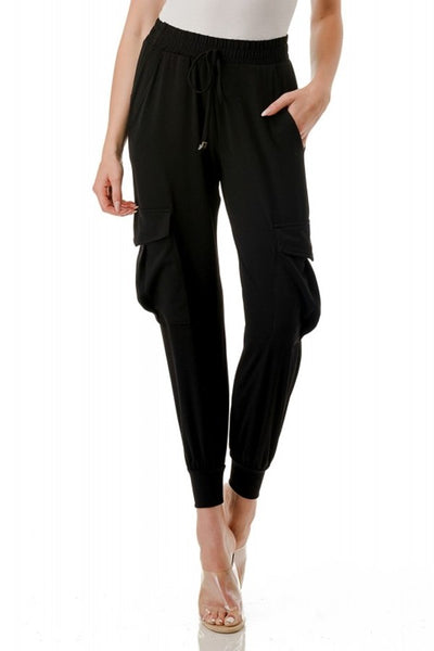 Ariella USA Clothing Cargo Pants STyle P604-ITY Blk;Black Women's Cargo Pant;
