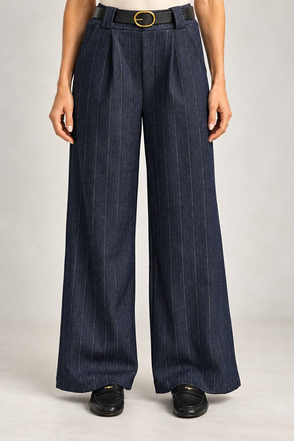 Pinstripe Wide Leg Trouser
