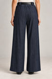 Astrid Clothing Pinstripe Trouser Style 11-U3576J in Navy; Navy Pinstripe, Wide leg, Belted Trouser Pant.