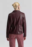 Avec Les Filles Clothing Faux-Ever Leather™ Basketweave Cropped Anorak Style 86679 in Burgundy;  Burgundy Faux Leather, funnel Neck Anorak Jacket