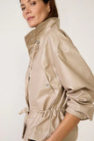 Avec Les Filles Faux-Ever Leather Cropped Anorak Style 85759 in Clay; Women's Faux Leather Stand Collar Cinch Waist Spring Jacket