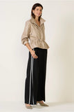 Avec Les Filles Faux-Ever Leather Cropped Anorak Style 85759 in Clay; Women's Faux Leather Stand Collar Cinch Waist Spring Jacket