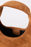 Btb Los Angeles Felix Hobo Shoulder Bag. Tan Woven Suede Shoulder Bag