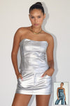 Bailey Rose Metallic Moment Corset Top Style BRT2355 in Silver;