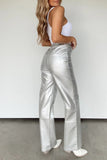 Bailey Rose Metallic Moment Pants style BRP1700-3 in Silver; 
