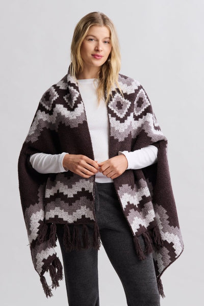 Barefoot Dreams Clothing Cozy Chic Mosaic Wrap Style BDWCC1240 in Umber Multi; Cozy Wrap; Winter Cozy Wrap; 