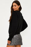 Beach Riot Apparel Jolene Sweater Black Bow Style BR57072RX in Black; Sequin Bow Graphic Holiday Sweatshirt