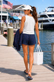 Beach Riot Clothing Malik Shorts Style BR63878S6 SSSE in Star Spangled Seas. women's cotton blend red star embroidered navy fleece pull-on shorts.  Bfree American Summer Collection