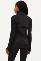 Beach Riot Reina Running Jacket Style BR35679 Blk in Black embossed Check;Black Track Jacket;Beach Riot Black Activewear Jacket; 