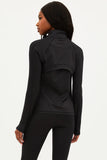 Beach Riot Reina Running Jacket Style BR35679 Blk in Black embossed Check;Black Track Jacket;Beach Riot Black Activewear Jacket; 