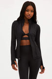 Beach Riot Reina Running Jacket Style BR35679 Blk in Black embossed Check;Black Track Jacket;Beach Riot Black Activewear Jacket; 