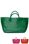 Beck Bags Medium Classic Tote in Envy Kelly Green, Cosmo Hot Pink, Marie Orange;Leather Tote Bag;Pebble Leather Tote Bag; 