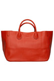 Beck Bags Medium Classic Tote in Envy Kelly Green, Cosmo Hot Pink, Marie Orange;Leather Tote Bag;Pebble Leather Tote Bag; 