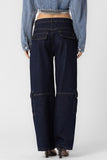 Beige Botany Clothing Low RIse Straight Leg Cargo Style A2341P in Dark Denim;Dark Denim Cargo Pant;Low Rise Denim Cargo PAnt; 