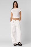 Beige Botany Clothing Low Rise Cargo Pants Style A2158P-1 in Off White;Women's Low Rise Cargo Pant; 