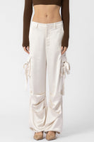 Beige Botany Clothing Satin Cargo Pants Style A2942P in Champagne;Dress Cargo PAnt;Satin CArgo Trouser Pant;Beige Botany Cargo Trouser Pant; 