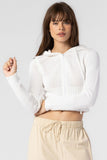Beige Botany Cropped Knit Hoodie Style A2545J in Off White;women's cropped knit hoodie; 