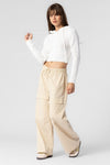 Beige Botany Cropped Knit Hoodie Style A2545J in Off White;women's cropped knit hoodie; 