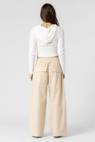Beige Botany Cropped Knit Hoodie Style A2545J in Off White;women's cropped knit hoodie; 