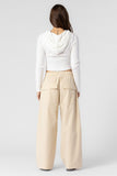 Beige Botany Cropped Knit Hoodie Style A2545J in Off White;women's cropped knit hoodie; 