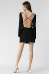 Beige Botany Criss Cross Open Strappy Back Mini Dress Style A2713D in Black;Black Mini Dress;Date Night DRess;Night Out Dress;Sexy Open Back Black Mini Dress; 