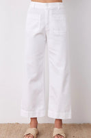 Bella Dahl Clothing Sadie Two Pocket Wied Leg Crop Style B3404-514-521 in White;Cropped Wide Leg Pant; 